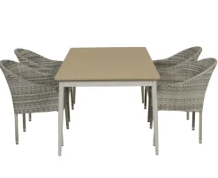 Malmø Andrea Havemøbelsæt til 4 personer - 100x180/235 cm - Gråhvid