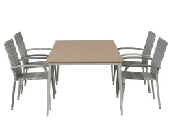 Malmø Geneve Havemøbelsæt med 4 stole - 100x160 cm - Gråhvid