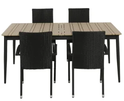 Malmø Geneve Havemøbelsæt til 4 personer - 100x180/235 cm - Mørkegrå