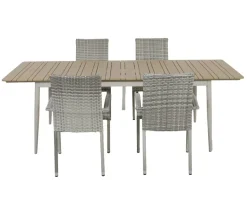 Malmø Geneve Havemøbelsæt til 4 personer - 100x180/235 cm - Gråhvid