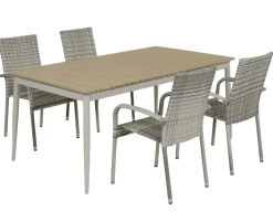 Malmø Geneve Havemøbelsæt til 4 personer - 100x180/235 cm - Gråhvid