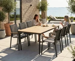 Malmø Havemøbelsæt m/6 Stabelstole 100x200 cm - Mørkegrå