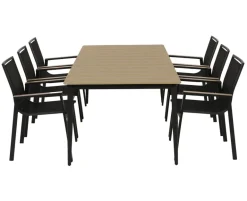 Malmø Havemøbelsæt m/6 Stabelstole 100x200 cm - Mørkegrå