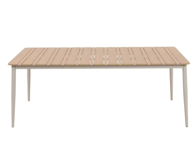 Malmø Havemøbelsæt med 6 stabelstole - 100x200 cm - Gråhvid