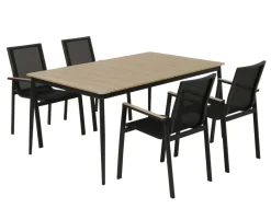 Malmø Havemøbelsæt med 4 Stabelstole - 100x160 cm - Mørkegrå