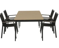 Malmø Havemøbelsæt med 4 stabelstole - 100x180/235 cm - Mørkegrå