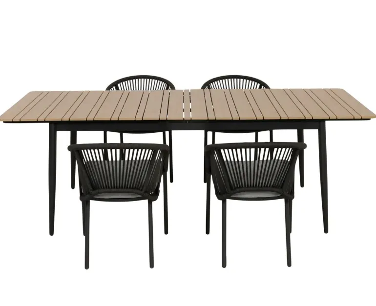 Malmø Nora Havemøbelsæt til 4 personer - 100x180/235 cm - Mørkegrå
