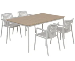 Malmø Sonja Havemøbelsæt med 4 stole - 100x160 - Gråhvid