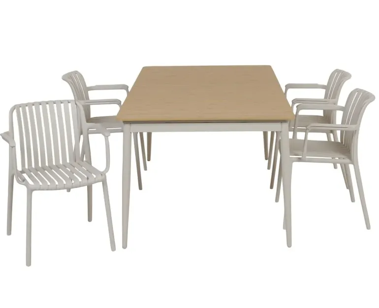 Malmø Sonja Havemøbelsæt til 4 personer - 100x180/235 cm - Gråhvid