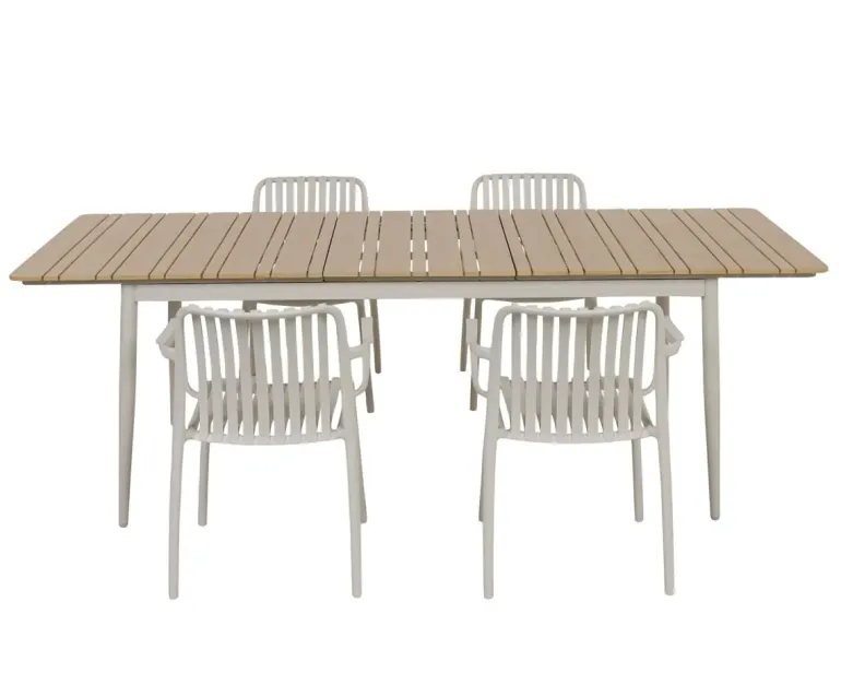 Malmø Sonja Havemøbelsæt til 4 personer - 100x180/235 cm - Gråhvid
