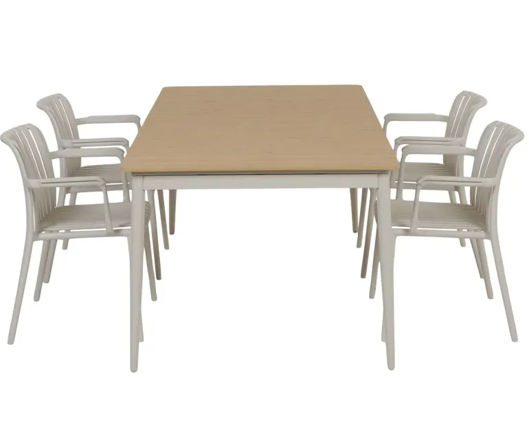 Malmø Sonja Havemøbelsæt til 4 personer - 100x180/235 cm - Gråhvid
