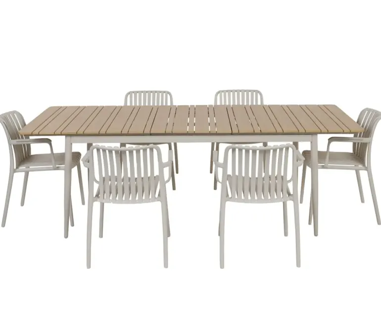 Malmø Sonja Havemøbelsæt til 4 personer - 100x180/235 cm - Gråhvid