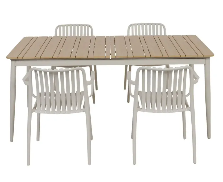 Malmø Sonja Havemøbelsæt til 4 personer - 100x180/235 cm - Gråhvid