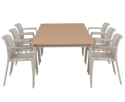 Malmø Sonja Havemøbelsæt til 6 personer - 100x200 cm - Gråhvid