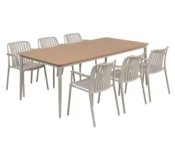 Malmø Sonja Havemøbelsæt til 6 personer - 100x200 cm - Gråhvid
