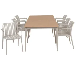 Malmø Sonja Havemøbelsæt til 6 personer - 100x200 cm - Gråhvid
