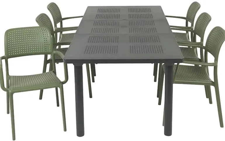 Nardi Libeccio Bora Havemøbelsæt 100x160/220 - Antracit/Agave