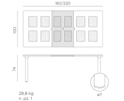 Nardi Libeccio havebord 100x160/220 - Antracit