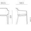 Nardi Libeccio Net Havemøbelsæt 100x160/220 - Antracit 6 stole og et bord