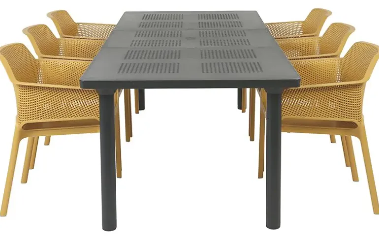 Nardi Libeccio Net Havemøbelsæt 100x160/220 - Sennep