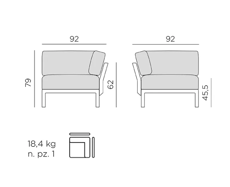 Nardi Maximo 5 Hjørnesofa - Sand