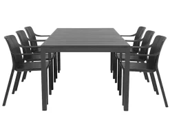 Nardi Rio Tiberina Havemøbelsæt - 100x210/280 - 6 stole - Antracit
