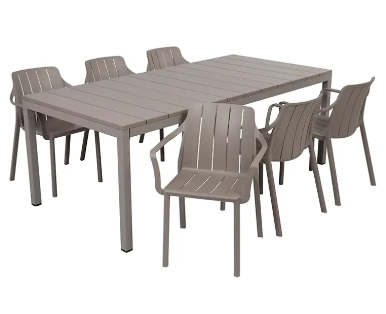 Nardi Rio Tiberina Havemøbelsæt - 100x210/280 - 6 stole - Latte