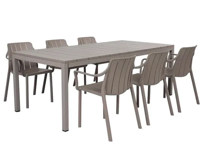 Nardi Rio Tiberina Havemøbelsæt - 100x210/280 - 6 stole - Latte