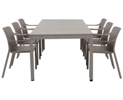 Nardi Rio Tiberina Havemøbelsæt - 100x210/280 - 6 stole - Latte