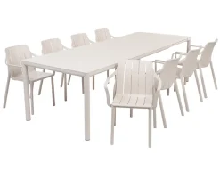 Nardi Tevere Tiberina Havemøbelsæt - 100x210/275 - 8 stole - Sand