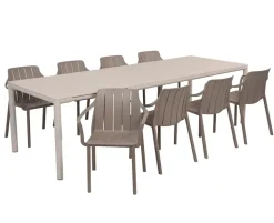 Nardi Tevere Tiberina Havemøbelsæt - 100x210/275 - 8 stole - Sand / Latte
