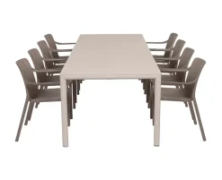 Nardi Tevere Tiberina Havemøbelsæt - 100x210/275 - 8 stole - Sand / Latte