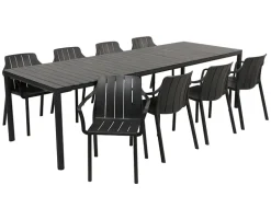 Nardi Tevere Tiberina Havemøbelsæt - 100x210/275 - 8 stole - Antracit