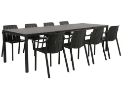 Nardi Tevere Tiberina Havemøbelsæt - 100x210/275 - 8 stole - Antracit