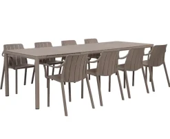 Nardi Tevere Tiberina Havemøbelsæt - 100x210/275 - 8 stole - Latte
