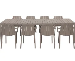 Nardi Tevere Tiberina Havemøbelsæt - 100x210/275 - 8 stole - Latte