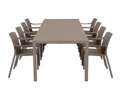 Nardi Tevere Tiberina Havemøbelsæt - 100x210/275 - 8 stole - Latte