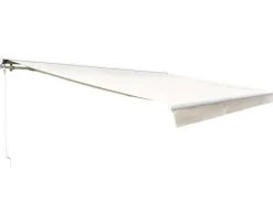 Pil markise – semikassette med motor – 4,8 x 3 meter – Hvid/Beige