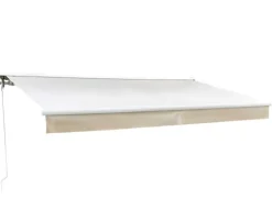 Pil markise - semikassette med motor - 3,5 x 3 meter - Hvid/Beige