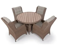 Rio Havemøbelsæt Ø130 inkl. 4 Loungestole m/ EASY DRY hynder - Dusty