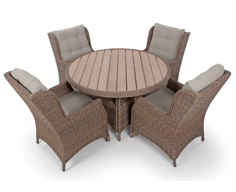 Rio Havemøbelsæt Ø130 inkl. 4 Loungestole m/ EASY DRY hynder - Dusty