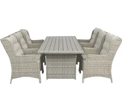 Rio Havemøbelsæt 94x210 inkl. 6 Loungestole m/ EASY DRY hynder - Lys Grå
