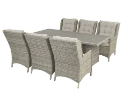 Rio Havemøbelsæt 94x210 inkl. 6 Loungestole m/ EASY DRY hynder - Lys Grå