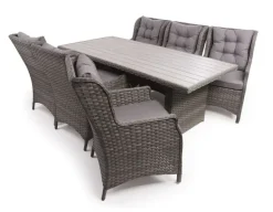 Rio Havemøbelsæt 94x210 inkl. 6 Loungestole m/ EASY DRY hynder - Grå