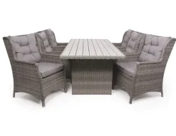 Rio Havemøbelsæt 94x210 inkl. 6 Loungestole m/ EASY DRY hynder - Grå