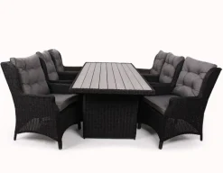 Rio Havemøbelsæt 94x210 med loungestole - Sort