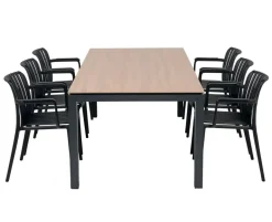 Selma Sonja Havemøbelsæt m/6 stole - 100x200 - Antracitgrå