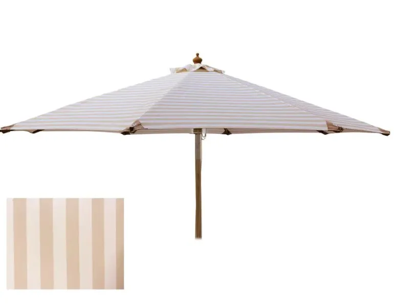 Signe Markedsparasol Ø200 med tilt - Hvid / Beige Stribet
