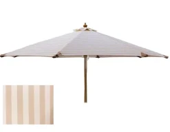 Signe Markedsparasol Ø250 med tilt - Hvid / Beige Stribet