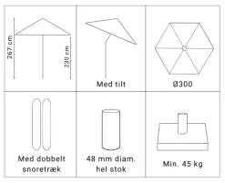 Signe Markedsparasol Ø300 med tilt - Natur